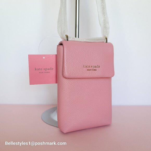 KATE SPADE Bradley North/South Pebbled Leather Phone Crossbody- Rococo Pink🎈⭐ - Picture 3 of 16